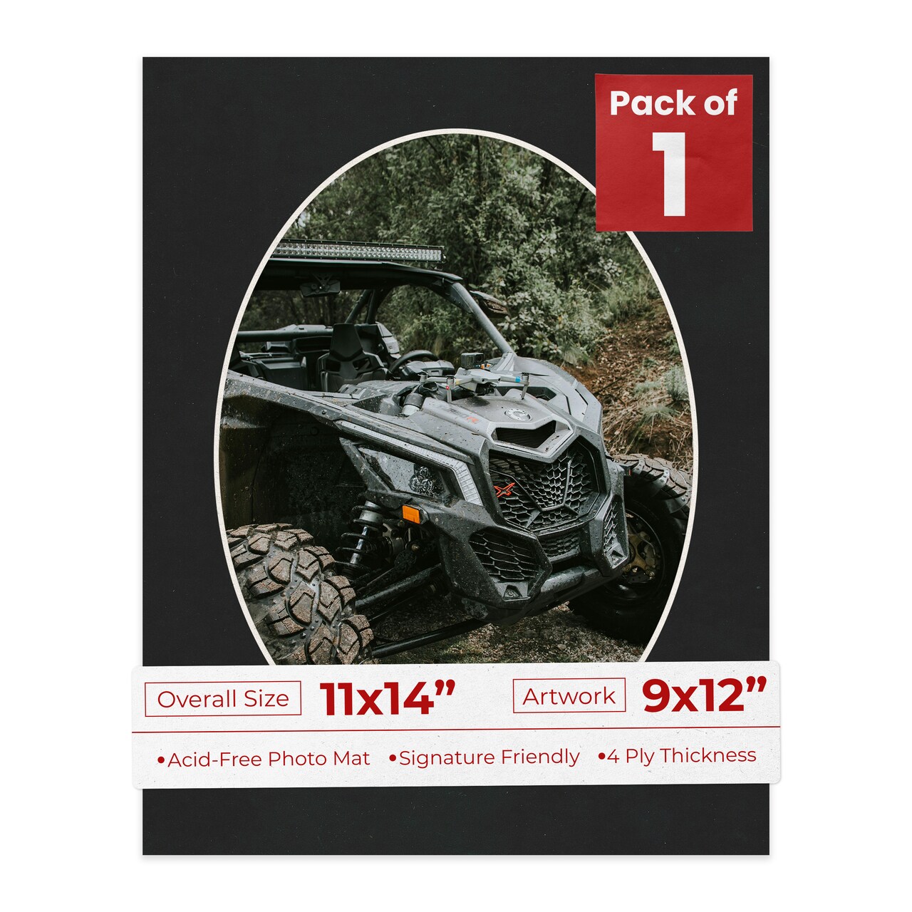 Black Suede Mat Board for 11x14 Frames - Oval Opening for 9x12 Photos